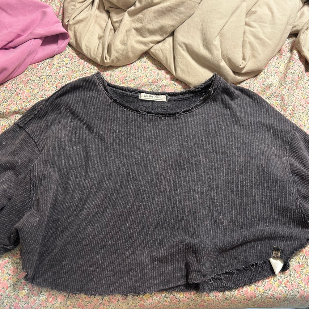 We the free black Distressed Knit Sweater